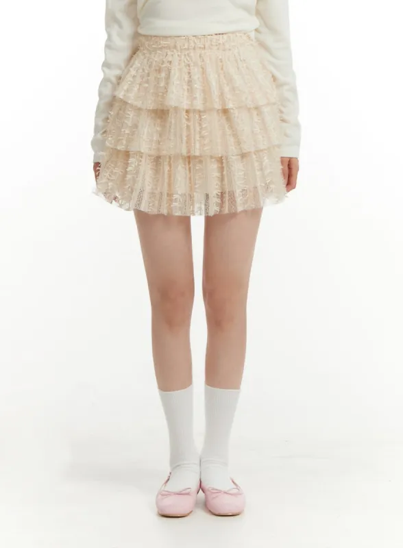 Lace Frill Mini Skirt OF428 sold by Lewkin