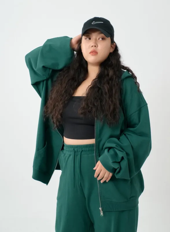 Plus Casual Oversize Zipper Hoddie IO05 sold by Lewkin