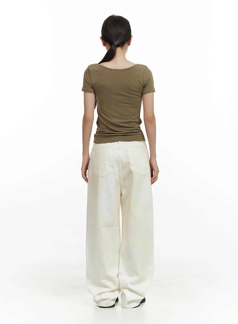 Solid Cotton Wide Fit Pants CU420 sold by Lewkin product image thumbnail 4