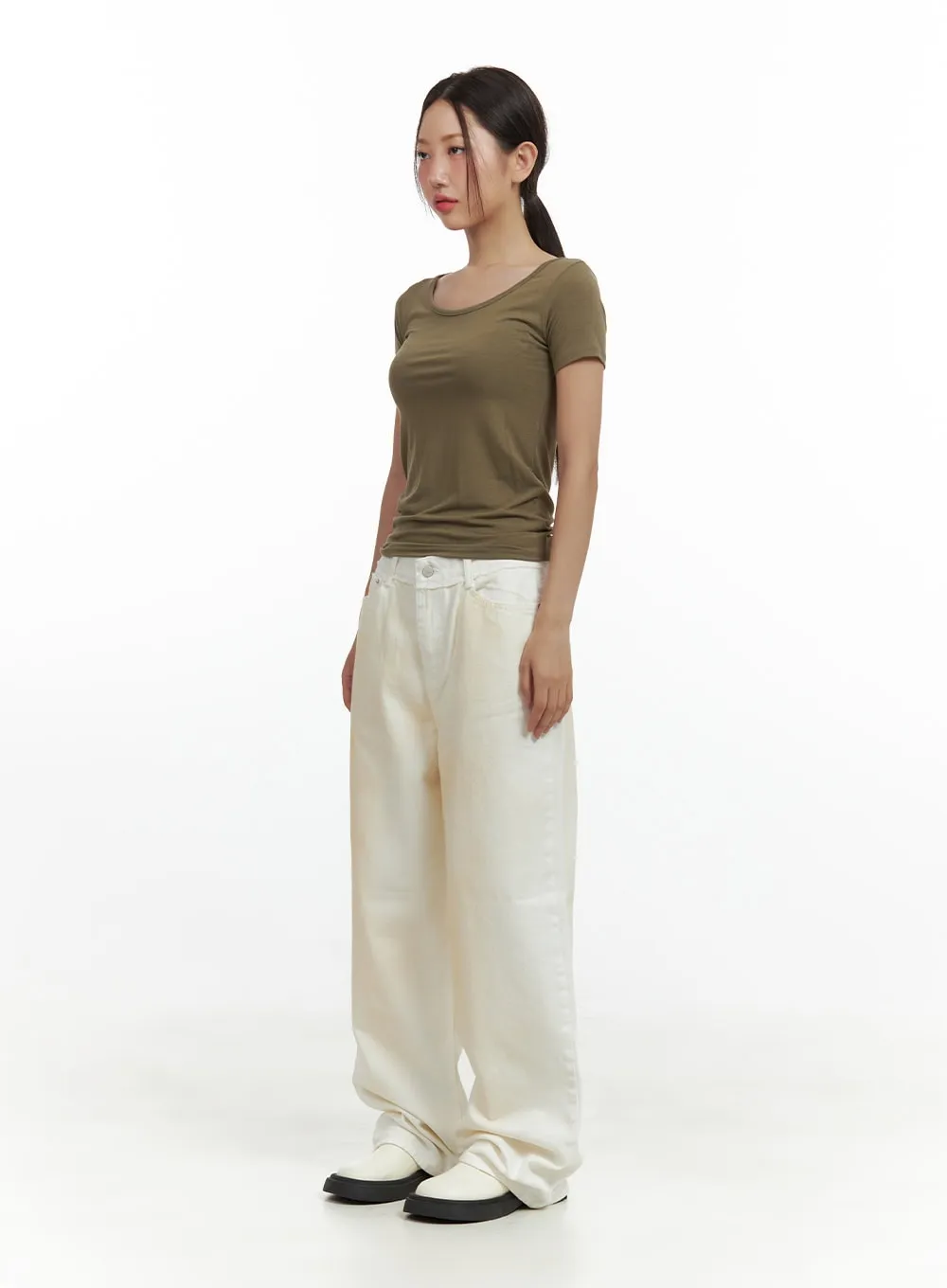 Solid Cotton Wide Fit Pants CU420 sold by Lewkin product image thumbnail 3