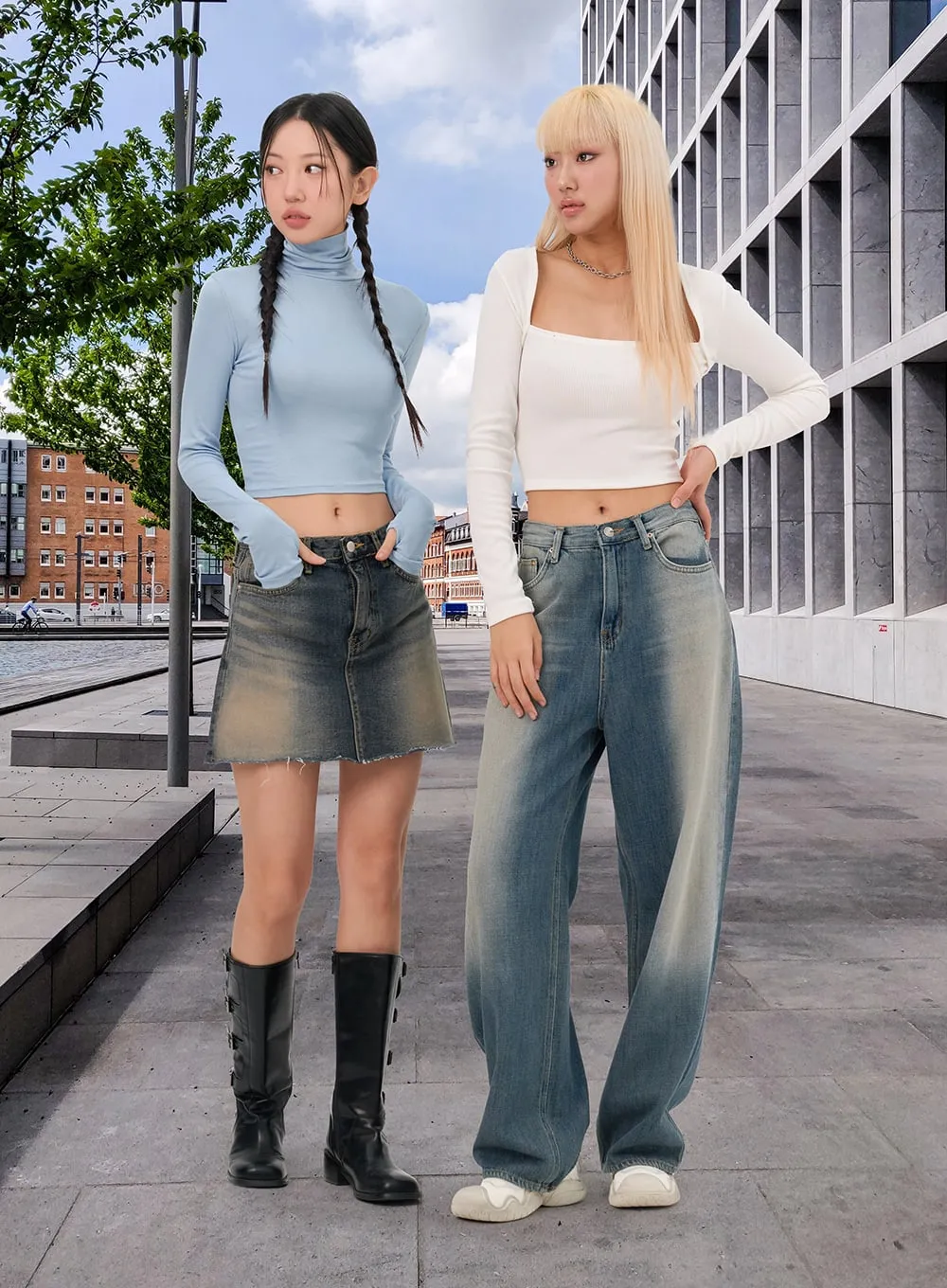 Square Neck Long Sleeve Top IN301 sold by Lewkin product image thumbnail 3