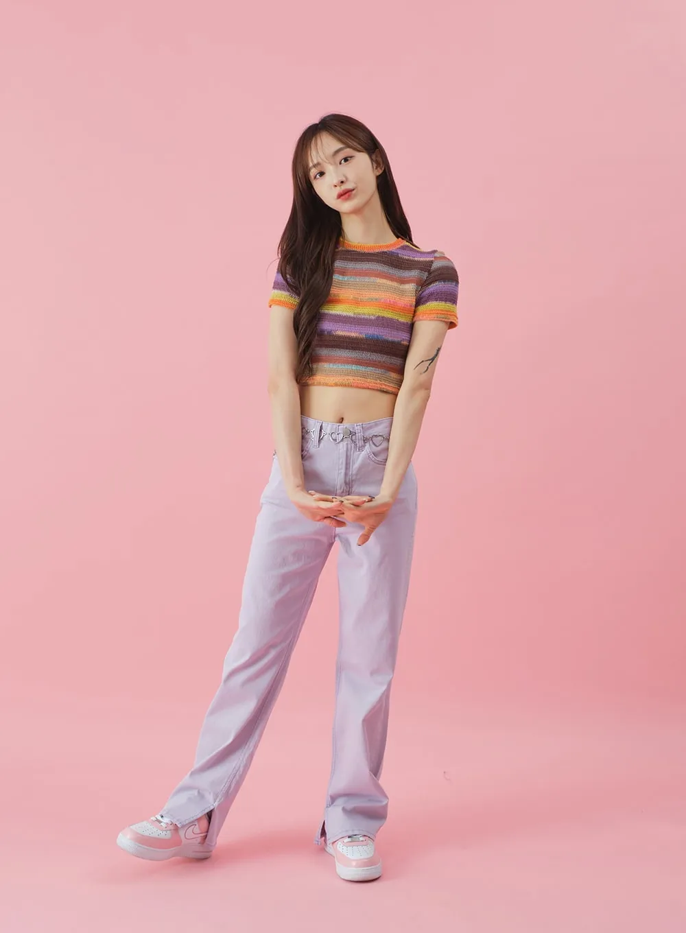 Side Slit Semi Wide Colorful Pants BY30 sold by Lewkin product image thumbnail 2