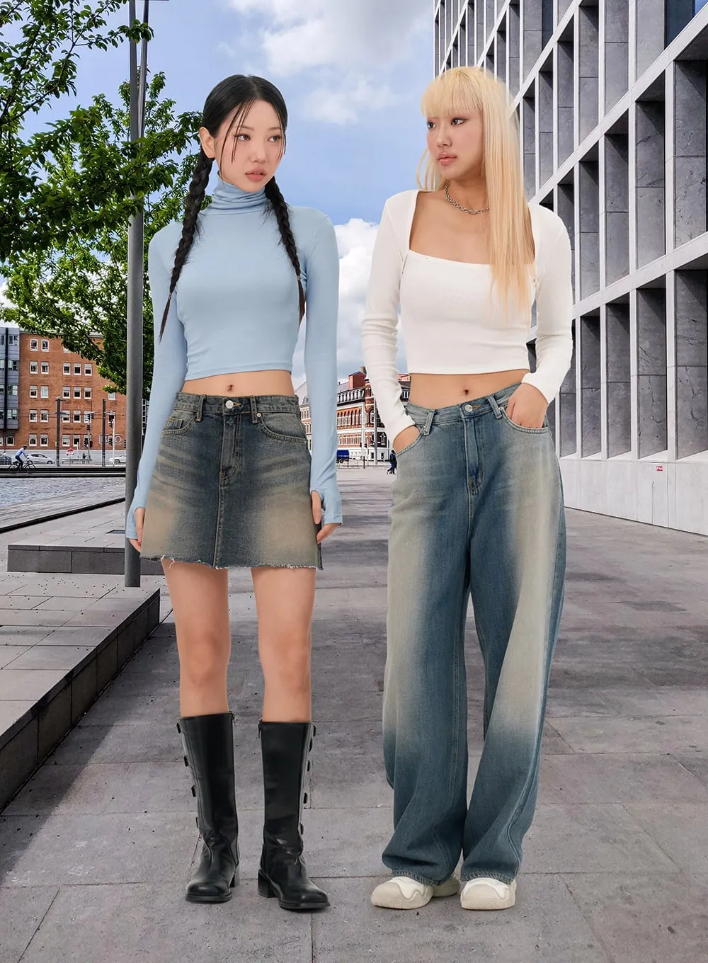 Square Neck Long Sleeve Top IN301 sold by Lewkin product image thumbnail 2