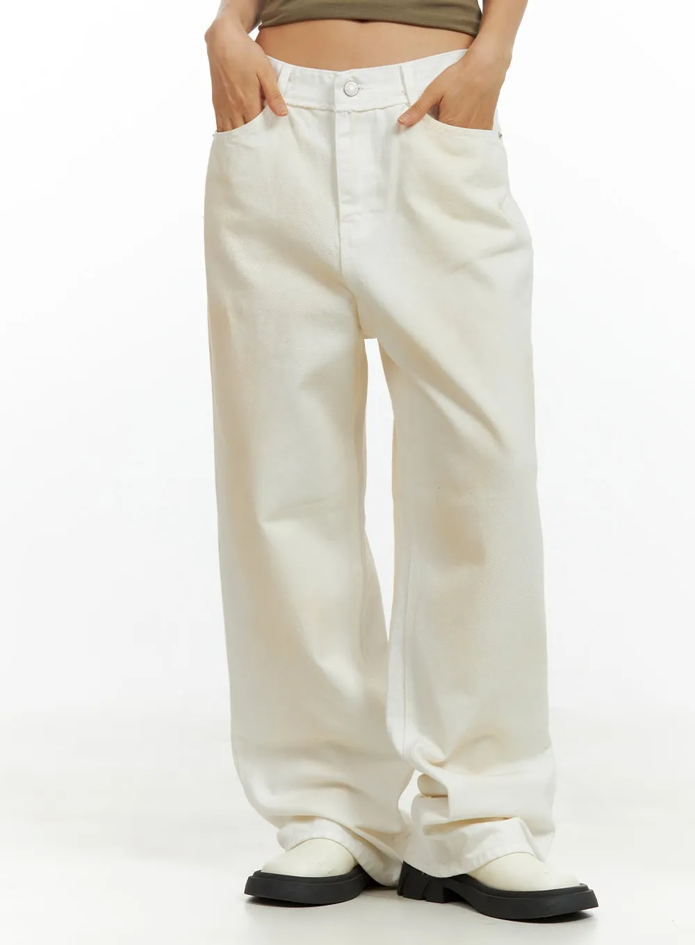 Solid Cotton Wide Fit Pants CU420 sold by Lewkin