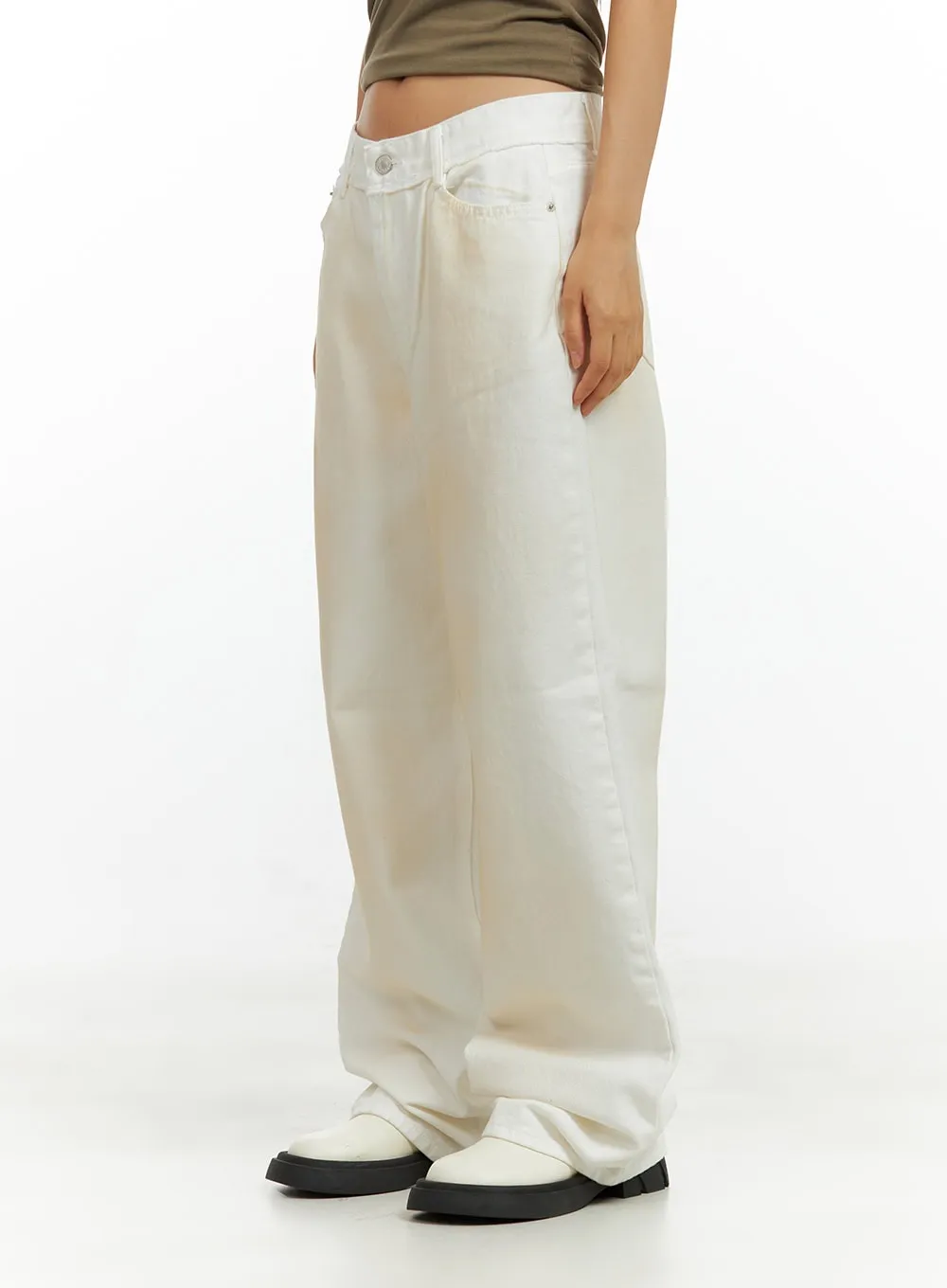 Solid Cotton Wide Fit Pants CU420 sold by Lewkin product image thumbnail 5
