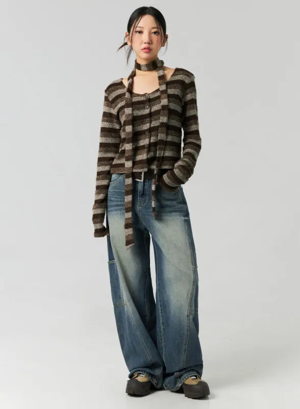 Washed Baggy Cargo Jeans CO323 sold by Lewkin