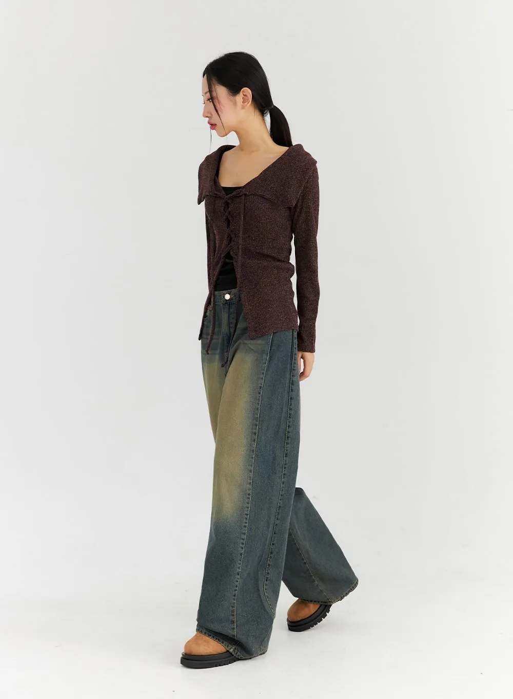 Tied Off-Shoulder Long Sleeve Top CN315 sold by Lewkin product image thumbnail 3