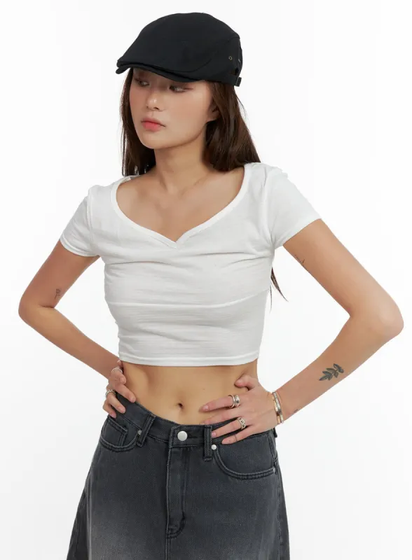 V-Neck Crop Top CL405 sold by Lewkin