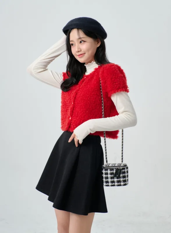 Poodle Short Sleeve Gold Button Cardigan BN02 sold by Lewkin