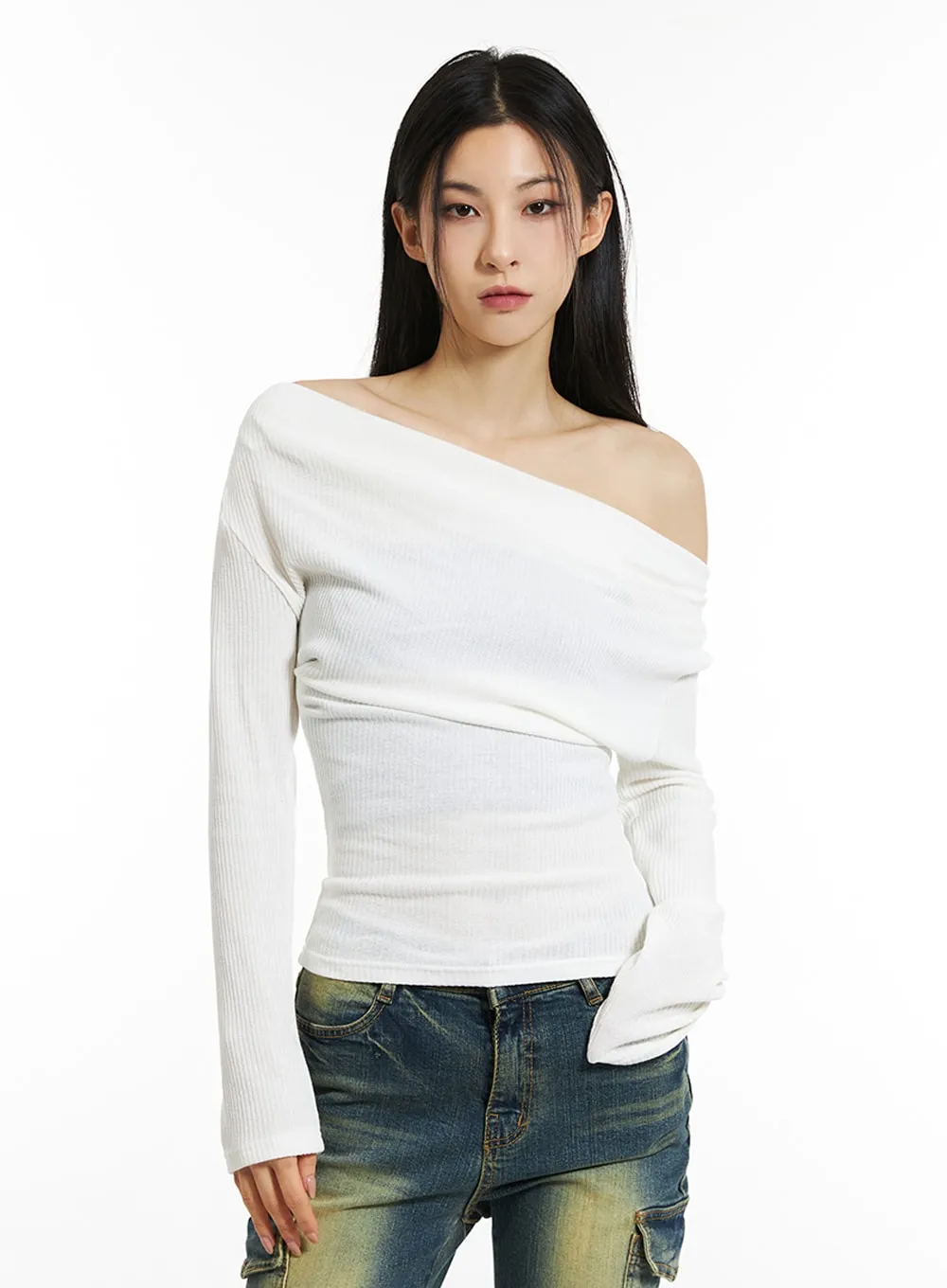 Wide Neck Off-Shoulder Tee IN308 sold by Lewkin product image thumbnail 4