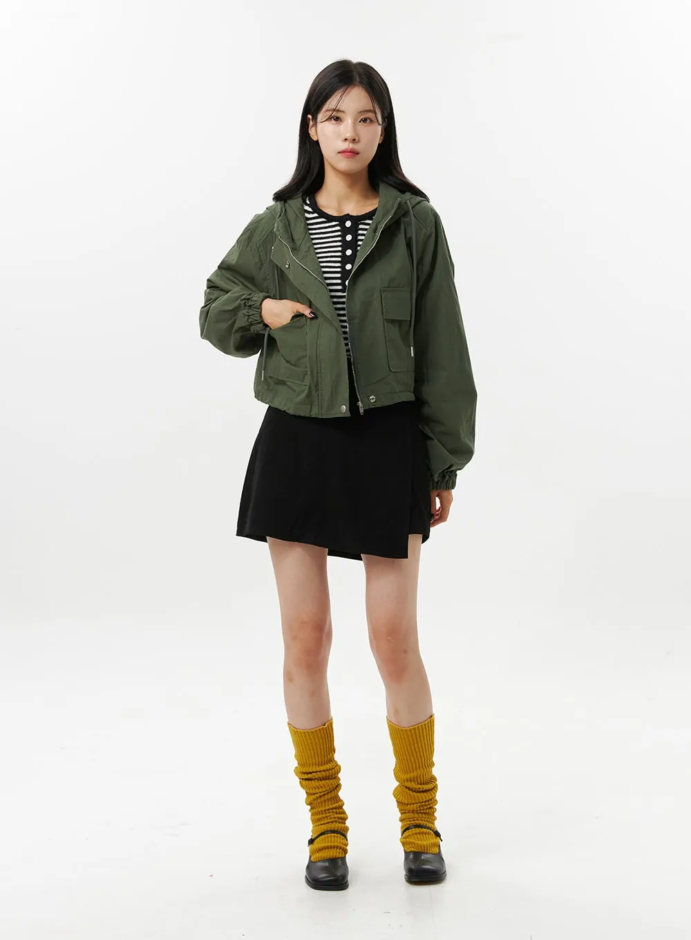 Zip Hooded Crop Jacket OO312 sold by Lewkin product image thumbnail 3