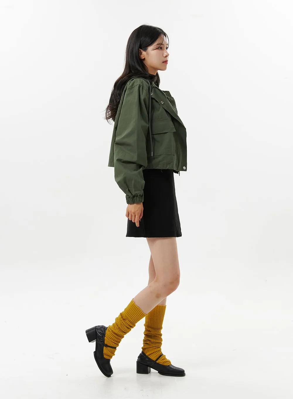 Zip Hooded Crop Jacket OO312 sold by Lewkin product image thumbnail 5