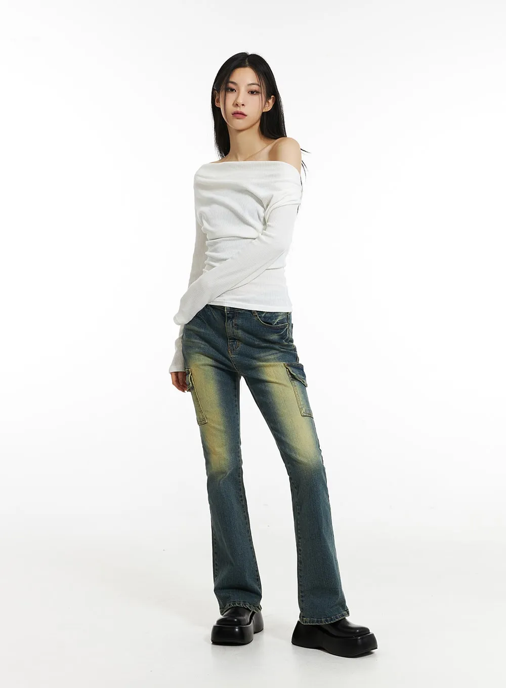 Wide Neck Off-Shoulder Tee IN308 sold by Lewkin product image thumbnail 2