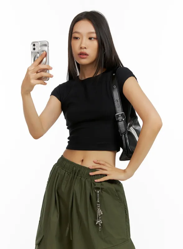 Basic Cotton Spice Crop Top IL409 sold by Lewkin