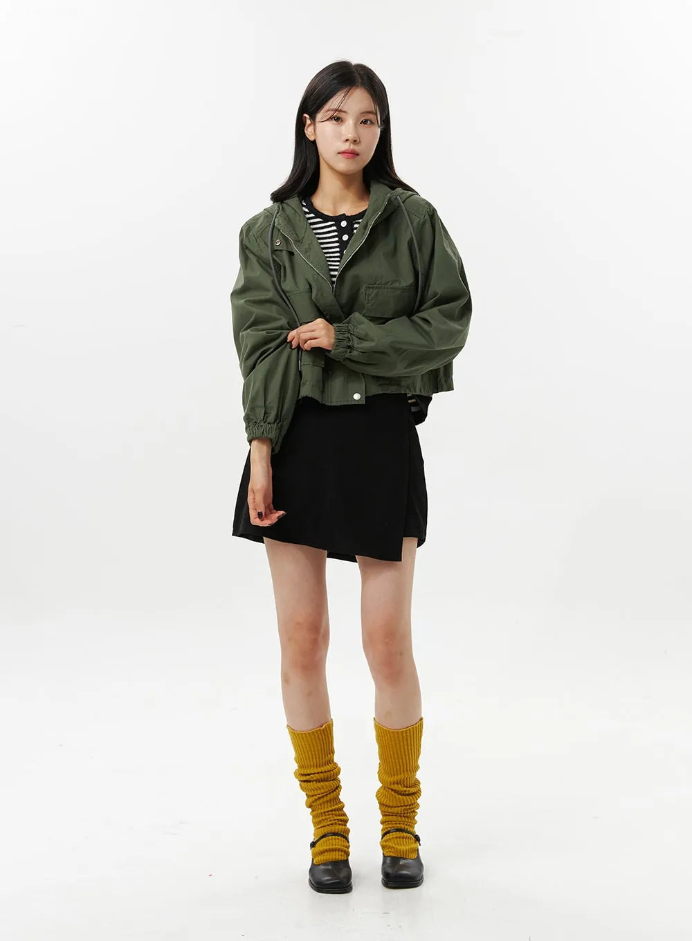 Zip Hooded Crop Jacket OO312 sold by Lewkin product image thumbnail 2