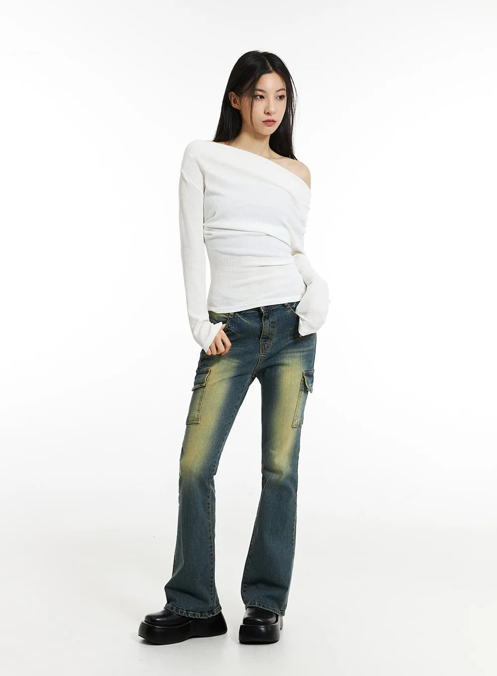 Wide Neck Off-Shoulder Tee IN308 sold by Lewkin product image thumbnail 3