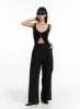 Deep V-Neck Button Sleeveless Top IF402 sold by Lewkin