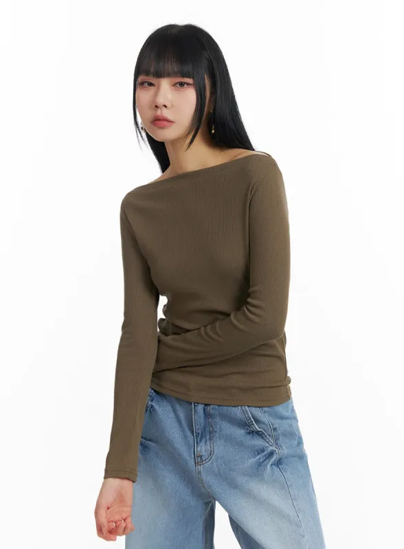 Solid Long Sleeve Top IM414 sold by Lewkin