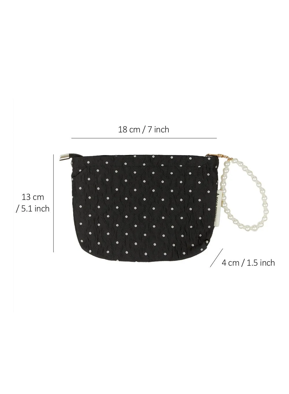 Polka Dot Pearl Strap Makeup Pouch IU419 sold by Lewkin product image thumbnail 5