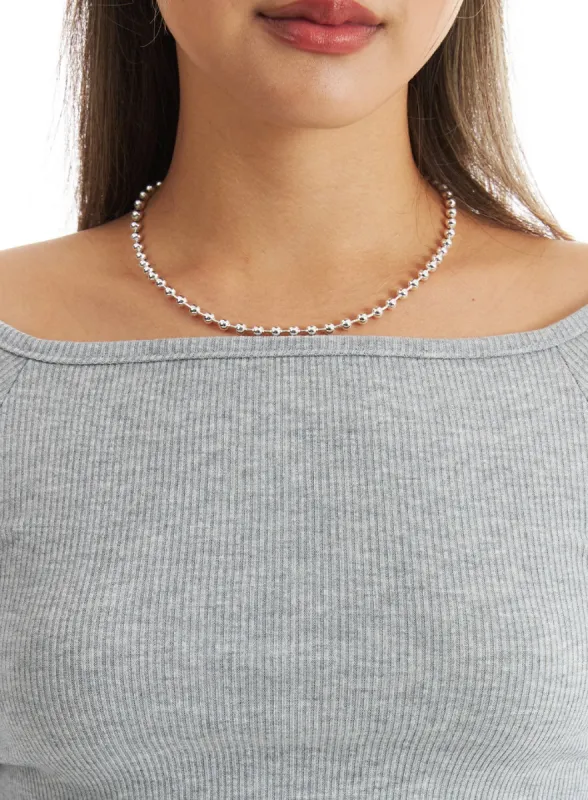 Elegant Silver Beaded Choker CO318 sold by Lewkin