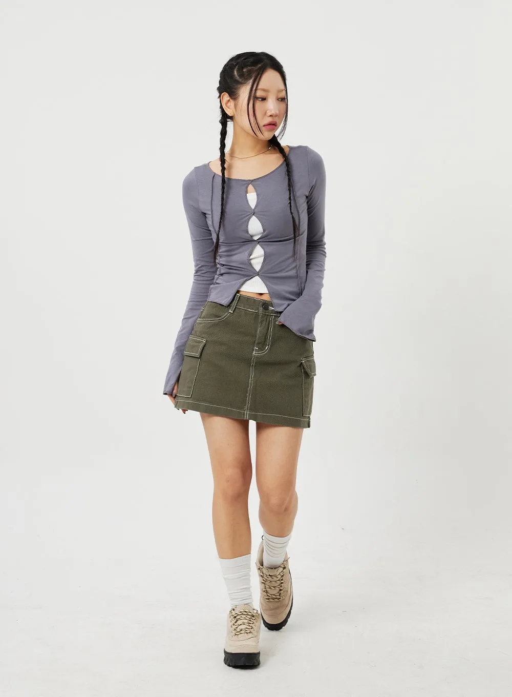 Cargo Mini Skirt CF328 sold by Lewkin