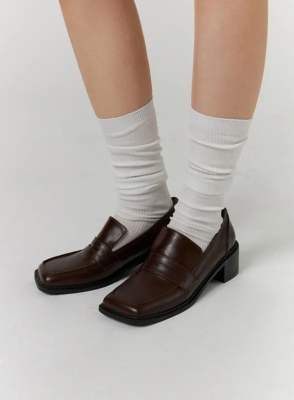 Faux Leather Square Toe Loafers CD312 sold by Lewkin