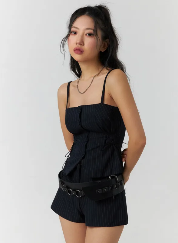 Stripe Tie Strap Top CF405 sold by Lewkin