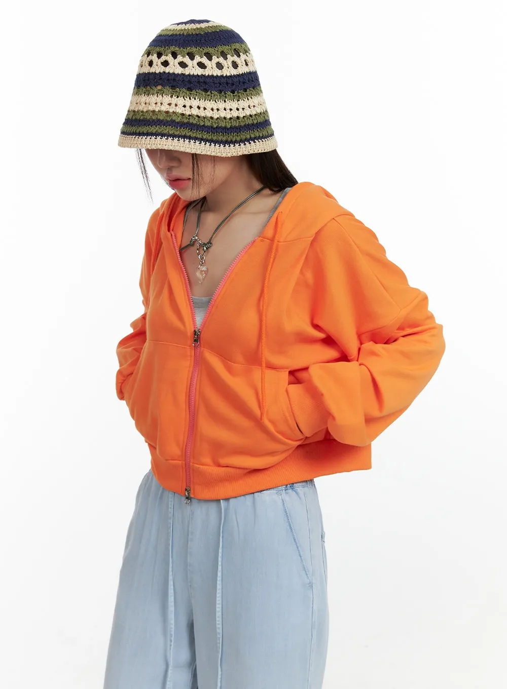 Crop Zip-Up Hoodie OL408 sold by Lewkin product image thumbnail 5