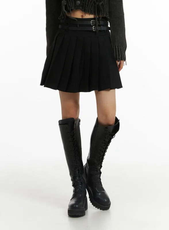 Pleated Belt Mini Skirt Set CJ431 sold by Lewkin