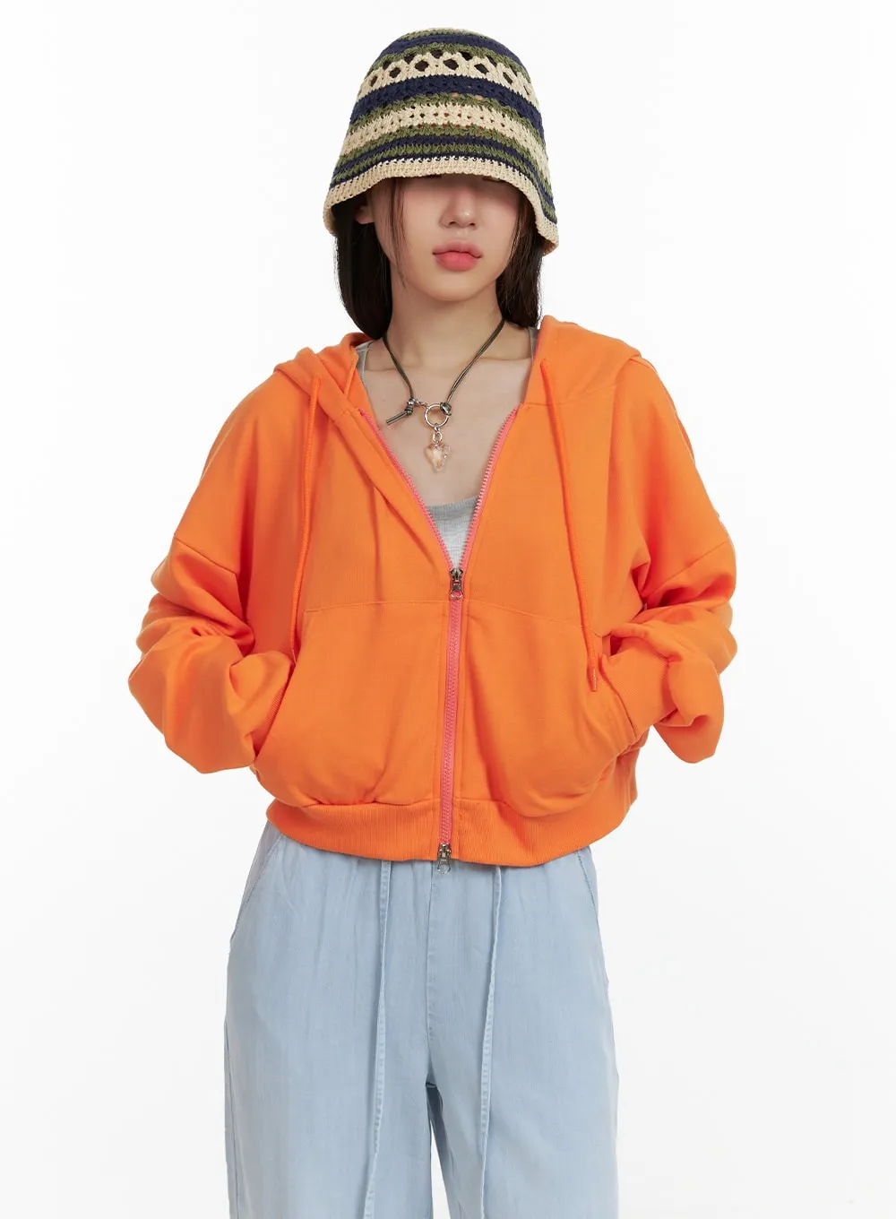Crop Zip-Up Hoodie OL408 sold by Lewkin product image thumbnail 4