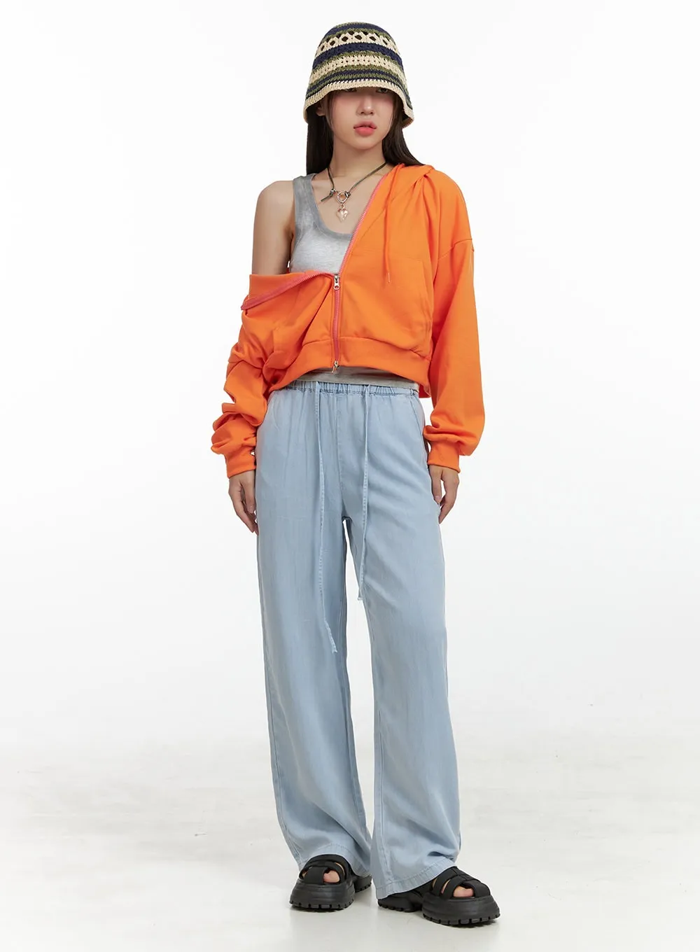 Crop Zip-Up Hoodie OL408 sold by Lewkin product image thumbnail 2