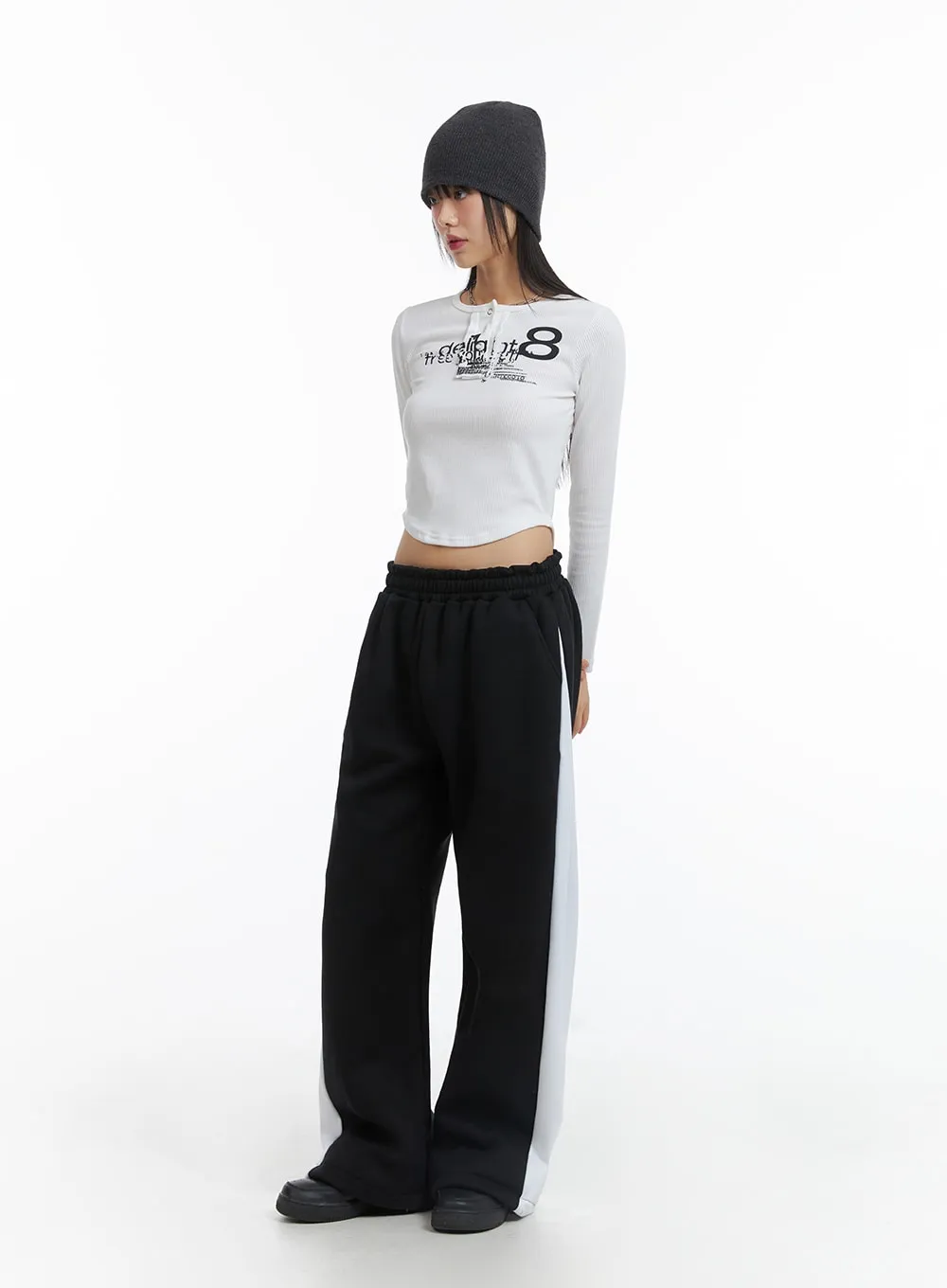 Slim Fit Graphic Lettering Long Sleeve Crop Top CJ412 sold by Lewkin product image thumbnail 5