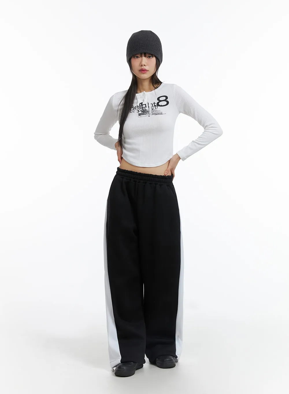 Slim Fit Graphic Lettering Long Sleeve Crop Top CJ412 sold by Lewkin product image thumbnail 2