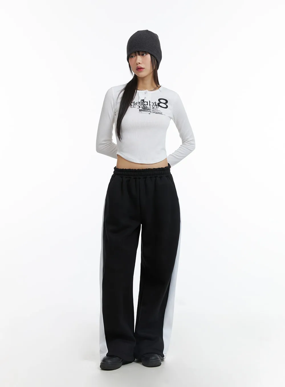 Slim Fit Graphic Lettering Long Sleeve Crop Top CJ412 sold by Lewkin product image thumbnail 3