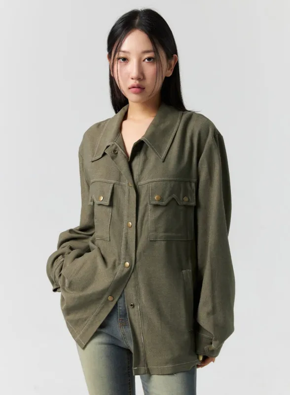 Stitched Collar Long Sleeve Shirt CS308 sold by Lewkin