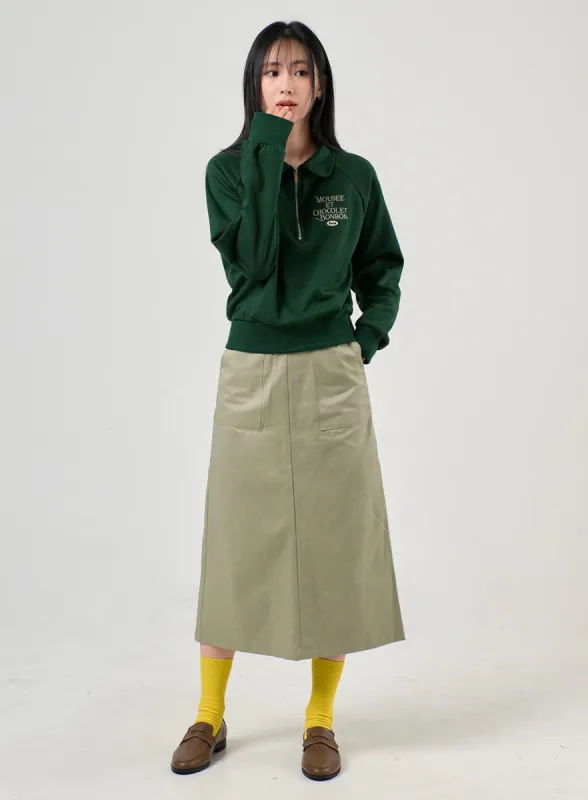 Basic Solid Mid Skirt OF406 sold by Lewkin
