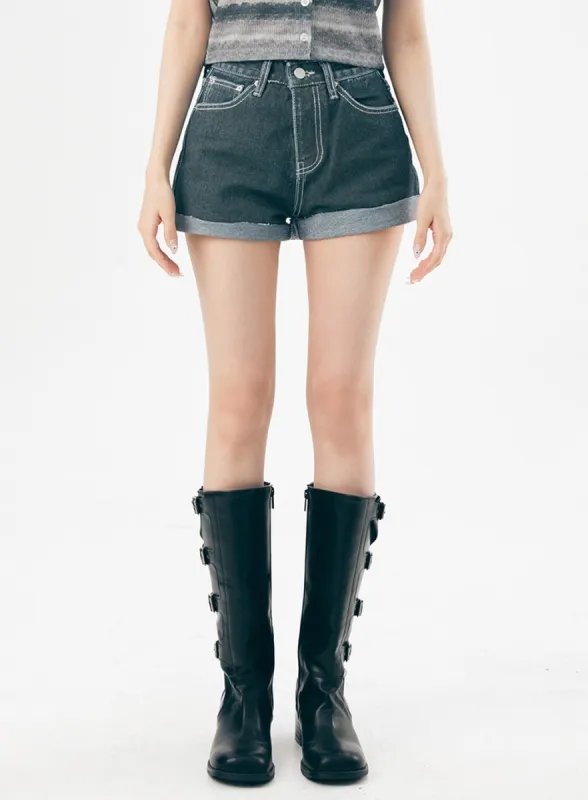 Dark Wash Denim Shorts IL307 sold by Lewkin