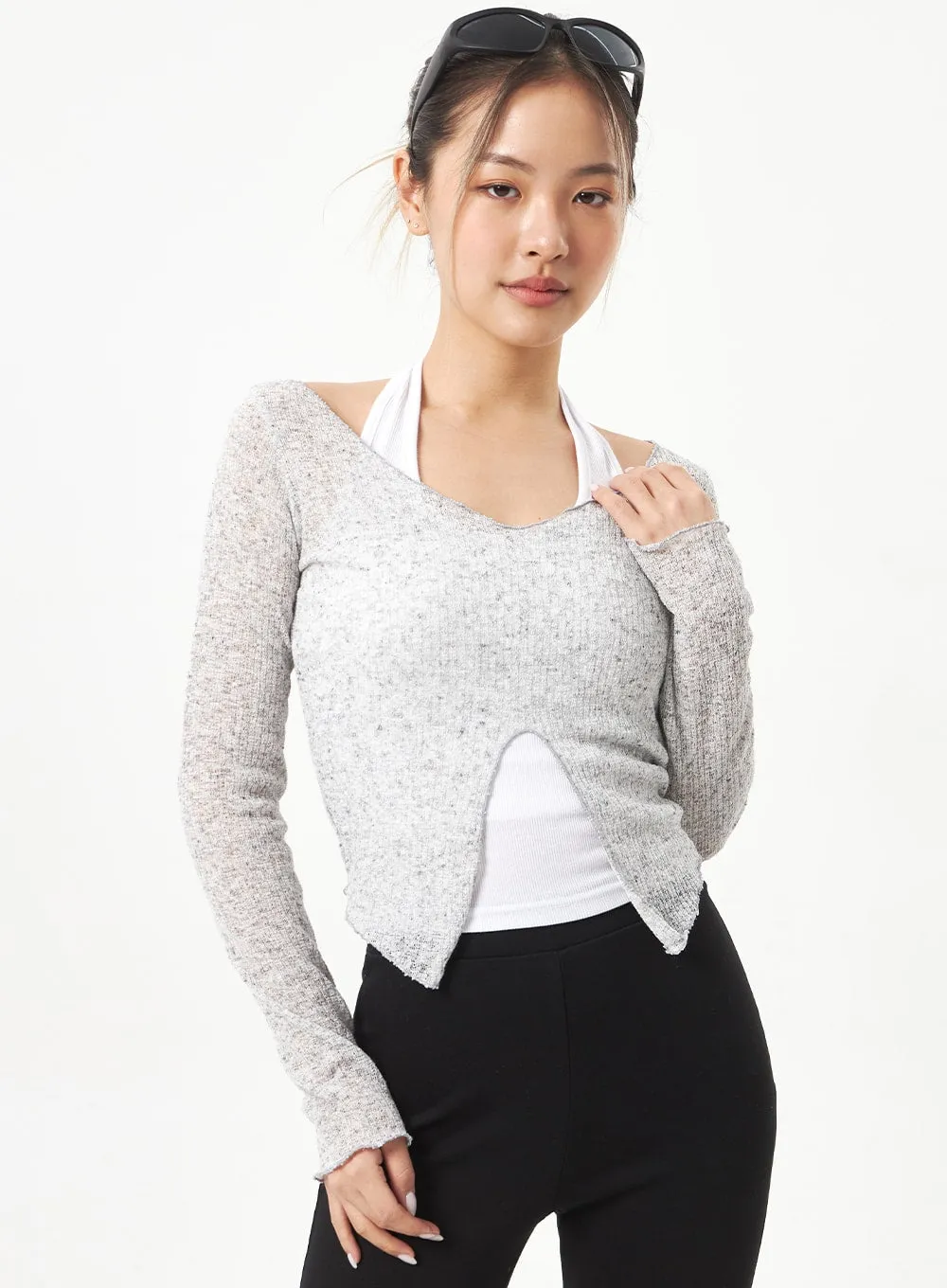 Front Slit Mesh Top CA318 sold by Lewkin