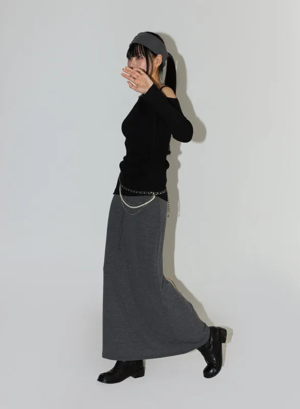 Basic Banded Maxi Skirt IF402 sold by Lewkin