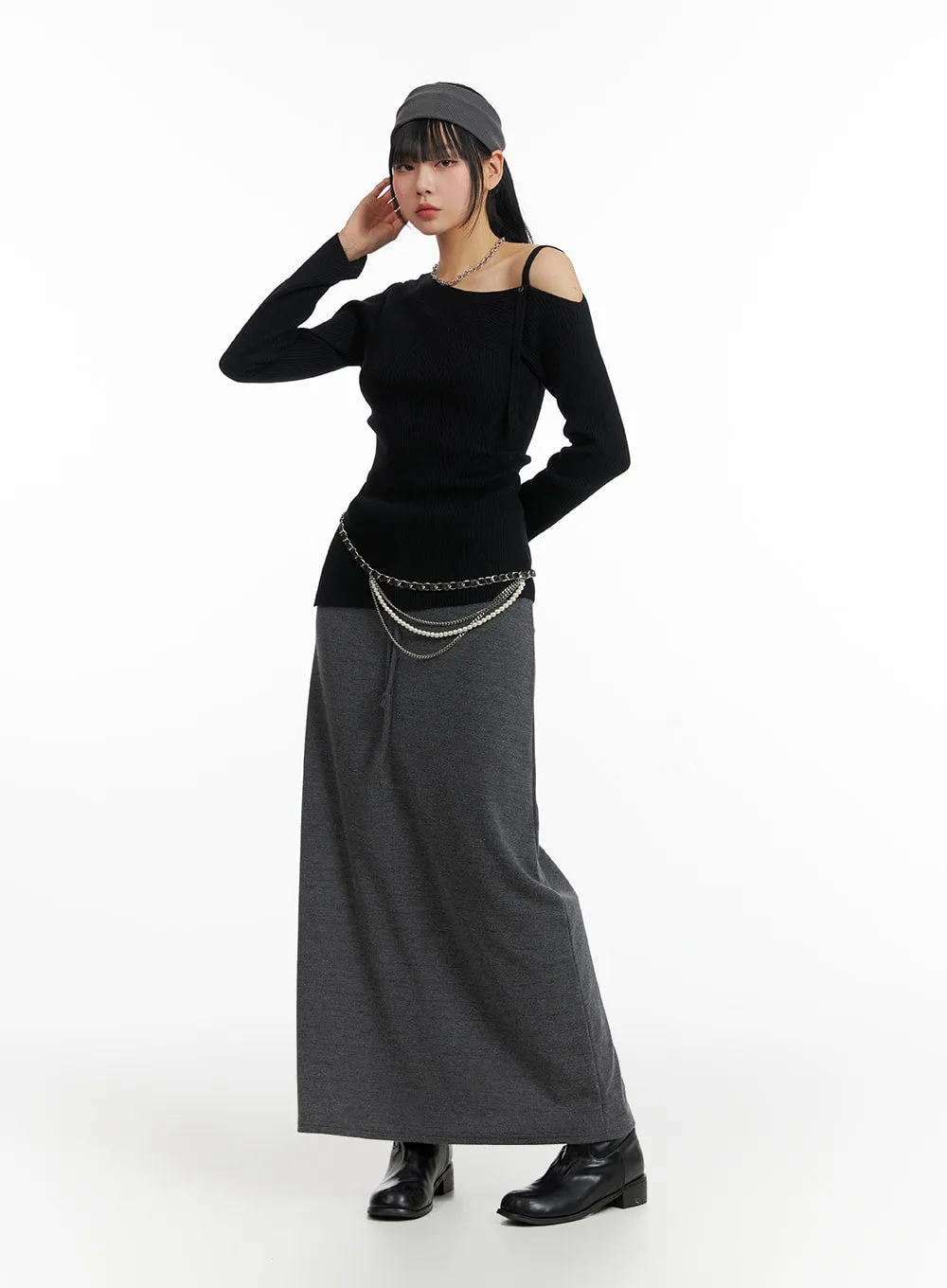 Basic Banded Maxi Skirt IF402 sold by Lewkin product image thumbnail 3