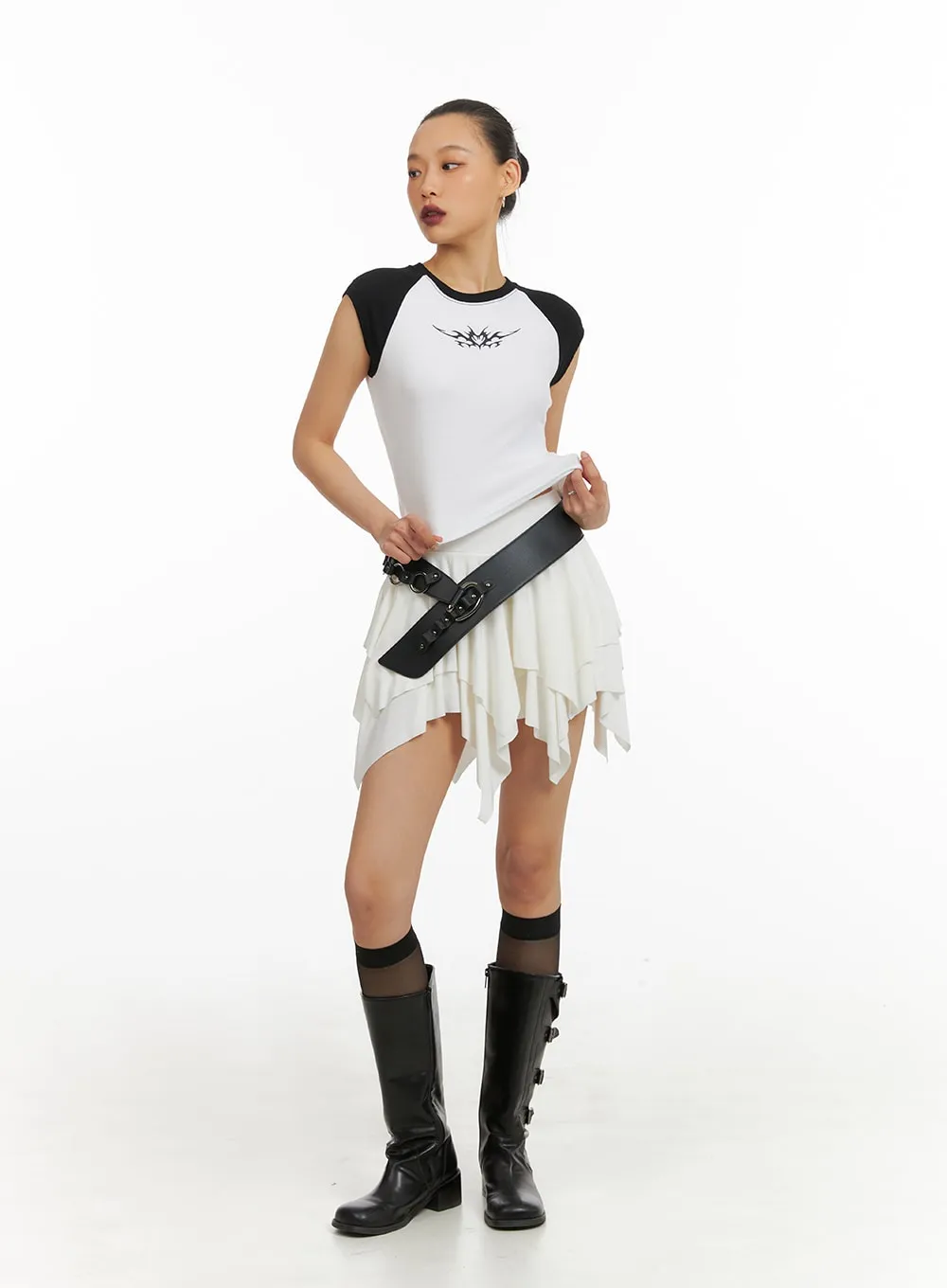 Asymmetrical Ruffle Mini Skirt IA417 sold by Lewkin product image thumbnail 3