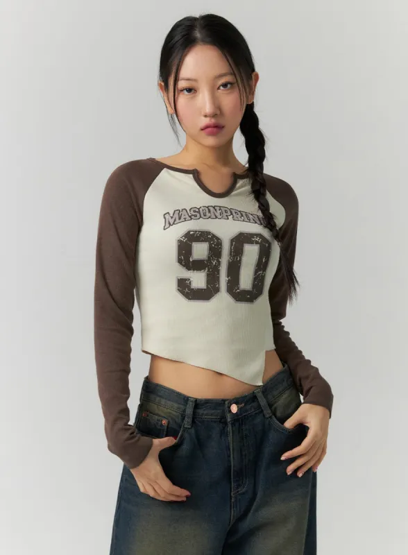 Lettering Asymmetrical Hem Crop Tee CD304 sold by Lewkin