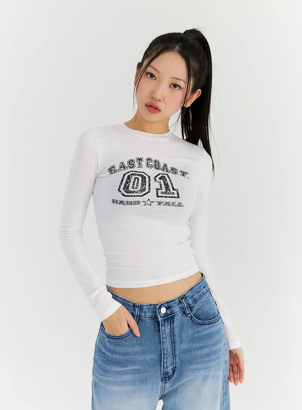Slim Fit Graphic Crop Top CN315 sold by Lewkin product image thumbnail 4