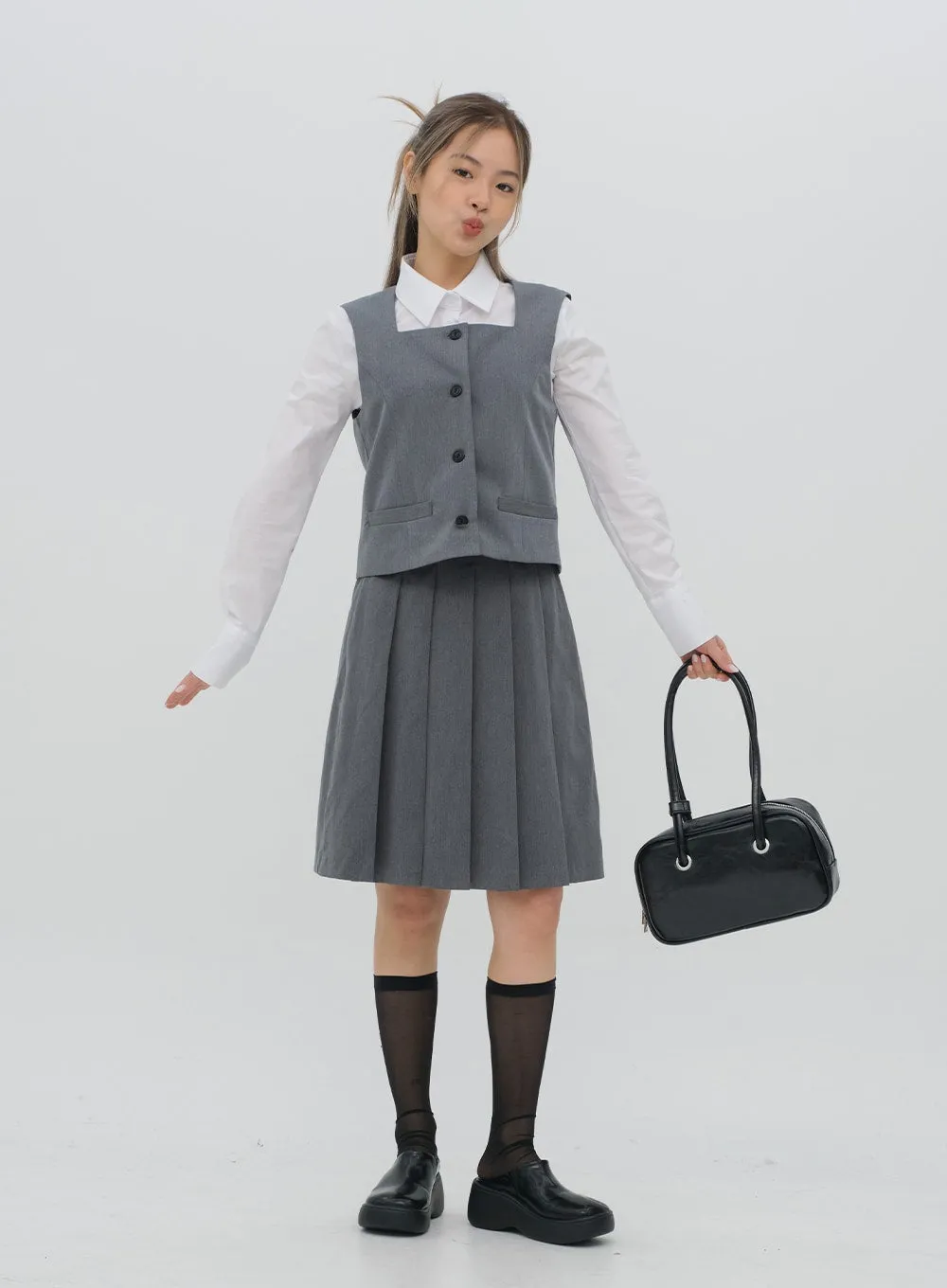 Pleated Midi Skirt CG08 sold by Lewkin product image thumbnail 3