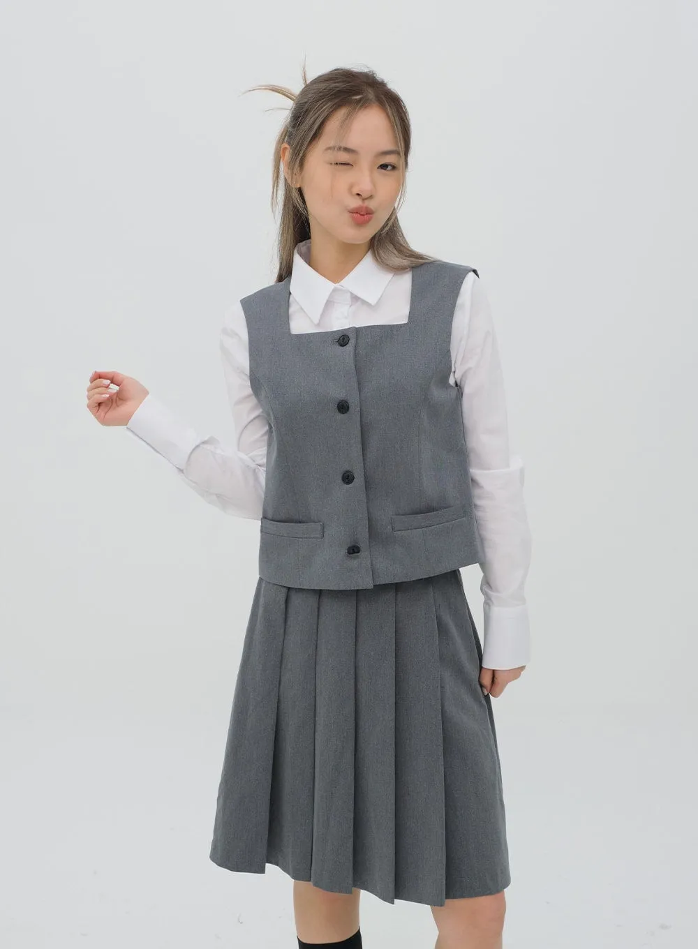 Pleated Midi Skirt CG08 sold by Lewkin product image thumbnail 5