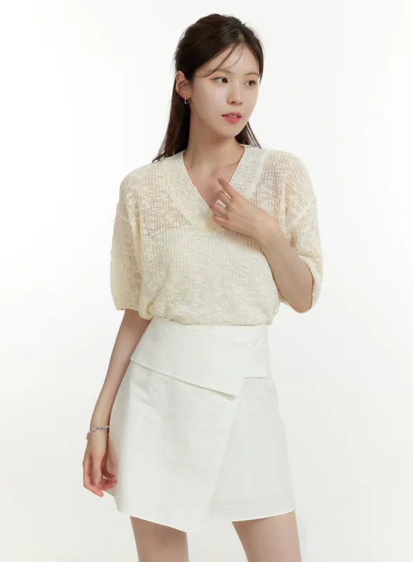 Sheer V-Neck Summer Sweater OU427 sold by Lewkin