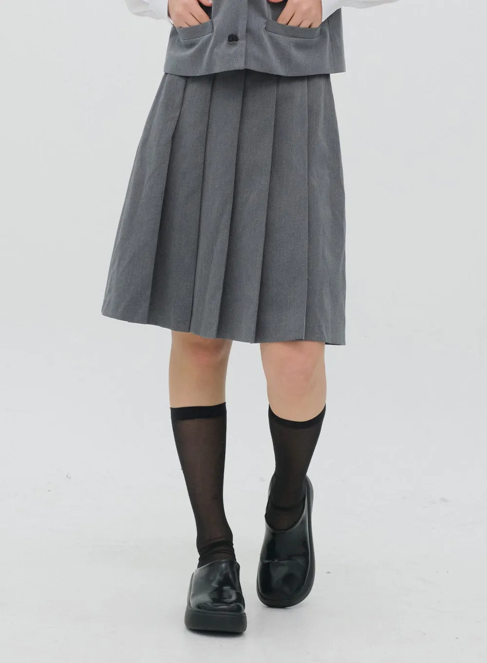 Pleated Midi Skirt CG08 sold by Lewkin product image thumbnail 2
