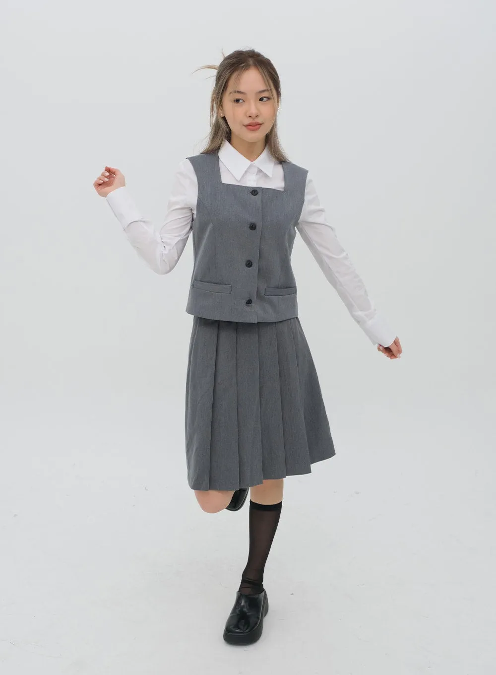 Pleated Midi Skirt CG08 sold by Lewkin