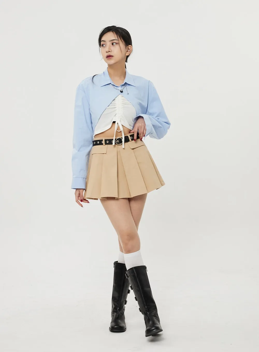 Pocket Pleated Mini Skirt BF315 sold by Lewkin product image thumbnail 5