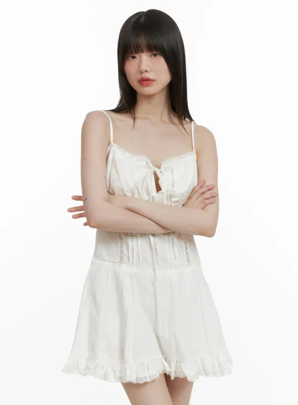 Frill Ribbon Mini Dress CY428 sold by Lewkin